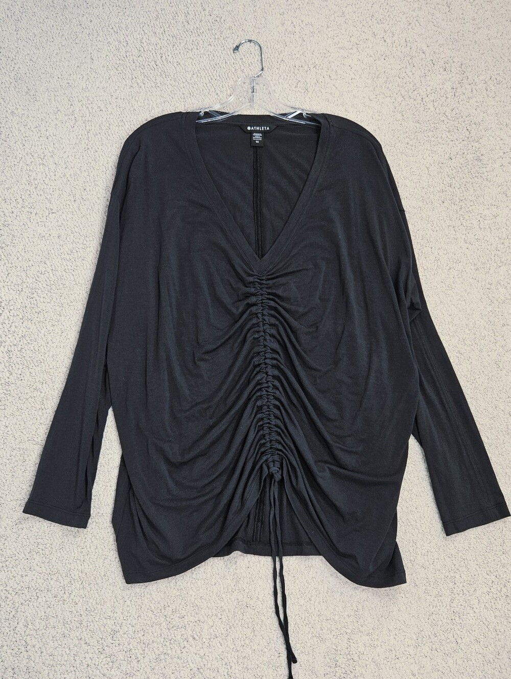 Athleta Crossover Ruched Top Womens Long Sleeve Navy Blue 1x Athletic Gym